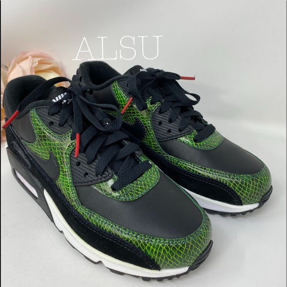 Nike Air Max 90 QS Black Green Leather W AUTHENTIC - Picture 4 of 8